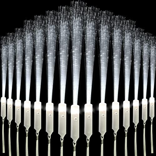 M.best 32 Stück Glow Sticks LED Leuchten Hochzeitsstäbe, 3 Blinkmodi Glow in The Dark Weiße Faser Optik Stäbe Party Gefälligkeiten Zubehör für Kindergeburtstag Hochzeit