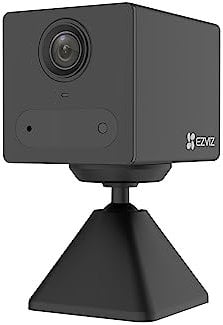 EZVIZ Akku WLAN Überwachungskamera Innen, 2MP Kabellose IP Kamera mit 2000mAh Batterie, PIR Personenerkennung, IR Nachtsicht, 2-Wege-Audio, Unterstützt SD-Karte bis zu 512 GB, CB2 schwarz