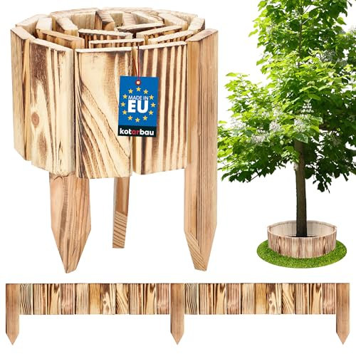 KOTARBAU Mini Clôture Bois de Jardin Couleur bois carbonisé 10 x 110 cm | Bordure de Pelouse |Clôture Anti-Rongeurs |Palissade en Bois |Clôture Bois Jardin |Barrière Bois Jardin | Barrière Bois Jardin