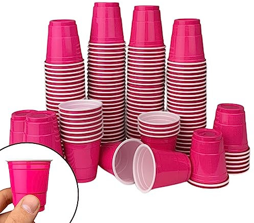 Vitavalley 150 Schnapsbecher in pink - 2oz (ca. 6cl/60ml) ideal für Deine Partys, JGA oder Festival - lebensmittelecht & robust - geeignet für Schnaps oder Dessert