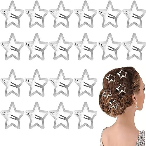 MEISO 100 Pièces Pinces à Cheveux en Forme d'Étoile, Pinces à Cheveux Fille Chignon, Métal Pince Accessoires Décoratifs Clips Mignon Cheveux Barrette à Paillettes pour Femmes Filles Enfants