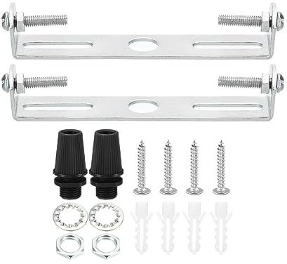 PATIKIL 95mm Support de Fixation Plafonnier, 2 Ensemble Lumière Luminaire Montage Support Plaque Acier Barre Transversale pour suspensions Mur Lumière, avec Vis Rondelle Écrou