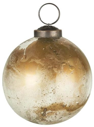 IB Laursen Weihnachtskugel Glas Messing Look Ø 8 cm Pebbled Glas mundgeblasen