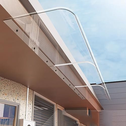 Front Door Canopy Outdoor Awning, Clear Outdoor Awnings, Flat Window Garden Awnings, Clear Polycarbonate Roof Sheets, Self Cleaning Window Rain Screens (50x350cm/20x138in)