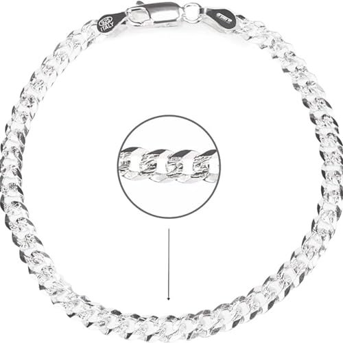QUADRI – Elegantes Herren Armband Silber 925 mit gravierter Kette - Silber Armband Herren 925 und Armband Damen Silber 925 Breite 5 mm – Länge 19 cm – Armband Herren Silber 925 Made in Italy