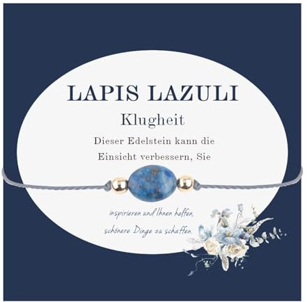 Lapislazuli Armband für Frauen Handgefertigt Edelstein Glücksarmband mit Goldperlen kommt mit Geschenk-Box für Freundinnen Freundschaft Armband Mutmacher Geschenk für Frauen