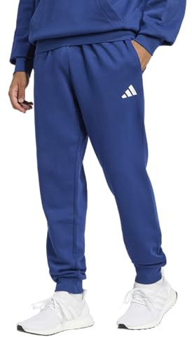 adidas Men's Essentials Feel Cozy Fleece Pants, Dark Blue/White, Large