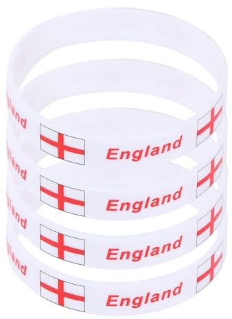England Flag Silicone Wristbands - 4Pcs St Georges Day Accessories England Sports Fan Wristbands Men's Exercise Fitness Wrist Bands Football Sports Rubber Bracelets for St Georges Day Party Supplies