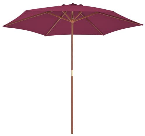 OAKBEEN Ombrello da Tavolo Ombrello Di Legno Canopy Palo Di Legno Ombrello da Giardino Ombrello 2.7M Facile Aperto e Chiudere Balcone