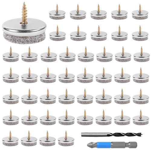 48 Stück Filzgleiter mit Schraube Ø22mm Möbel Gleiter mit Bohrer und Bit Möbel-Filz-Pads Möbelgleiter Stuhlgleiter Filz Bodenschutz Effektiver Schutz Ihrer Möbel Stühle Böden für Laminat Parkett Sofa