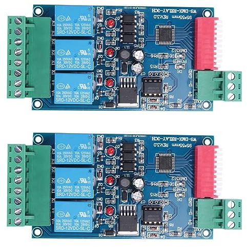 Hurromy 2 x Relais-Schalter, gesteuert, 3 Kanäle, 5 A, DMX512, DIY Konverter Dimmer Relay