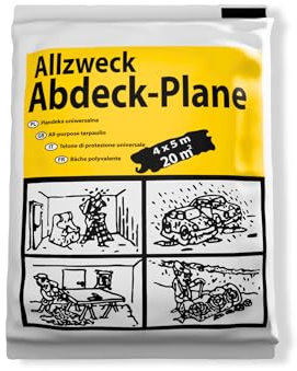 ToolSpace 25 Bache de Protection 4 x 5 m - Bâche Plastique pour Sol Peinture - Film Transparent Imperméable pour Couverture Meuble Plafond et Mur - Rénovation - pour Maison Intérieur et Extérieur