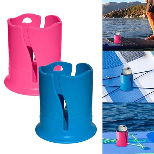 EHOTER Paddle Board Cup Holder, Universal Kayak Drink Holder Multifunctional Anti-Toppling Paddleboard Cup Holder Surfboard Water Bottle Holder for Outdoor Fishing Boat Kayak Accessories (Blue+Pink)