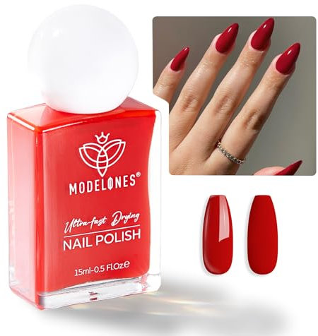 Modelones Nagellack 1 PCS Rot 15 ML, Nagellack Schnelltrocknend Langanhaltender Nagellack für DIY Salon Geschenk für Maniküre Salon