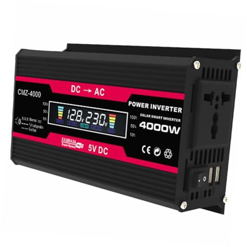 iplusmile Inverter Di Potenza Con Display Lcd Digitale e Porte Usb Per Ricarica Rapida Adattatore Auto Con Raffreddamento Intelligente Per Laptop Tablet Campeggio e Viaggi