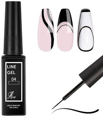 Black Nail Polish - Painted Gel Polish - 12ml Liner for Nail Art - Soak Off French Tip Manicure UV/LED Polish Pen for Painting Drawing Swirl Nails Home DIY