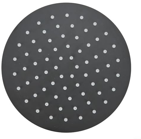 Feegow Soffione doccia a pioggia ad alta pressione, rotondo da 20,3 cm, in acciaio inox, con sfera girevole a pioggia, montaggio fisso, nero opaco