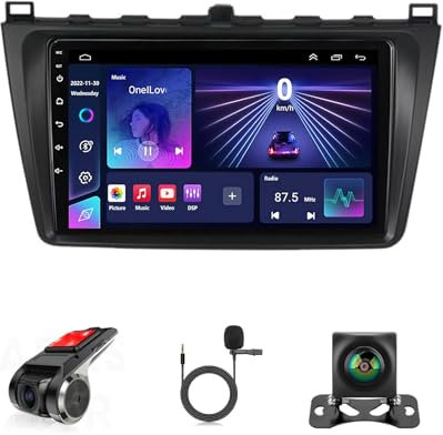 9 Inch Touch Screen Car Radio Android 14 Bluetooth Car Stereo Radio For Mazda 6 2008-2012 With WiFi Steering Wheel Controls Bluetooth GPS Navigation Carplay AHD Reverse Camera(A1 1+32G)