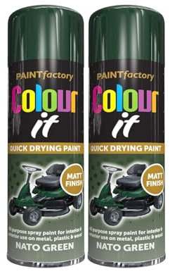 PNJB Nato Green Matt Spray Paint, Quick Drying, Excellent Coverage for Metal, Wood, Plastic, Aerosol Spray, Lightweight and Portable, 250ml (2PCS)