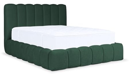 MEBLINI Carlos Polsterbett 140x200 mit Lattenrost und Matratze - Bubble Bett - Cloud - Marshmallow Bed - Kopfteil Bett mit Stauraum - Betten - 140x200 - Grün Boucle/H3