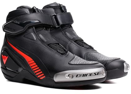 Dainese Herren SUPERYA Shoes Belüftete Motorradschuhe, Schwarz/Rot-Fluo, 45 EU