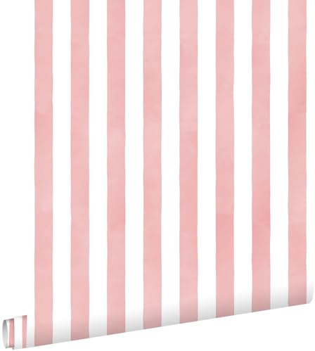 Esta Home Tapete Streifenmuster Rosa und Weiß 50 x 900 cm