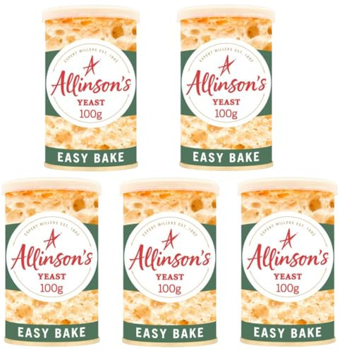 Yeast for Bread Makers and Hand Baking – 5X100g Tins, Makes Up to 14 Loaves, Vegan and Vegetarian Friendly, Ingredients for Homemade Bread