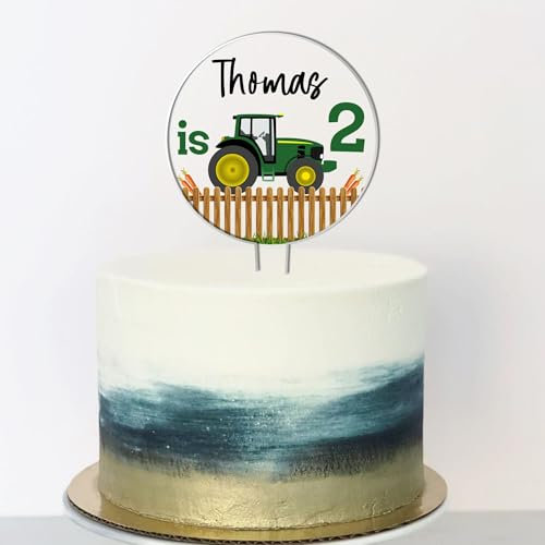 Personalised Tractor Birthday Cake Topper – Custom Name & Age – Acrylic Cake Decoration for Kids Party – Colourful Celebration Cake Accessory – Fun Farm Cake Decor for Children’s Birthday (Tractor)
