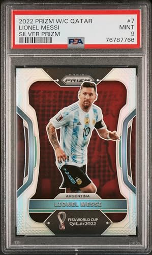 Lionel Messi 2022 Panini Silver Prizm World Cup Qatar Soccer Card #7 Graded PSA 9