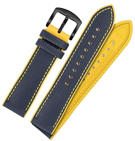 hoosouk Nylon-Gummi-Uhrenarmband mit Dornschließe für Omega Speedmaster Dark Side Moon Apollo 8 Seamaster Silikonarmband(Blueyb,22mm)
