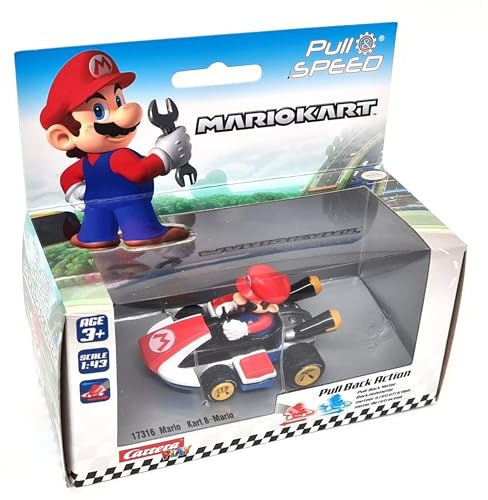 rightclick Pull & Speed Nintendo Mario Kart Racing Car – Mario – Pull-Back Wind-Up Toy, Friction-Powered Portable Racer, Official Licensed Gift for Kids 3+