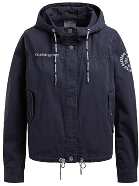 SOCCX Damen Kurzjacke mit Kapuze und Kordelzug im Saum Blue Navy, Xl