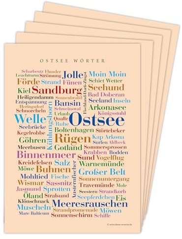 Deine Wörter Postkartenset - 5 Postkarten mit Ostsee-Motiv, einzigartiges Souvenir und kreative Geschenkidee - DIN A6