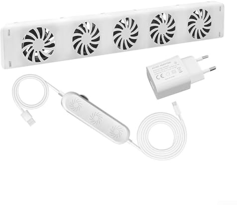 Smart Heizkörper Ventilator Set mit Luftstromregelung und Temperatursteuerung, Energiesparender Radiator Lüfter mit Adapter und Sensor, Leises Design für Bessere Wärmeverteilung(MXRV-25-E201)