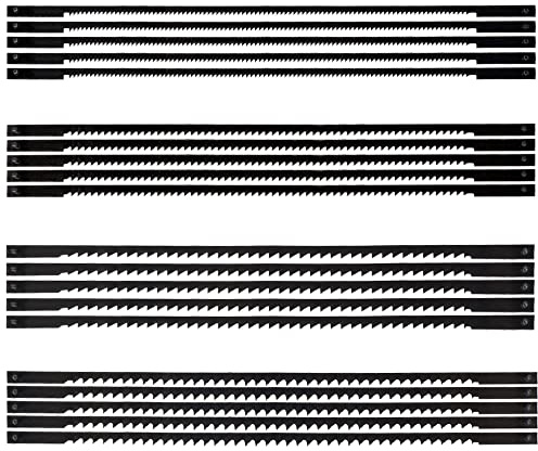 20pcs Scroll Saw Blades Carbon Steel 10/15/18/24 Teeth Coping Saw Blades Pinned Scroll Saw Blade for Sawing Wood Soft Metals Plastic Cutting Compatible with Most Jig Saw