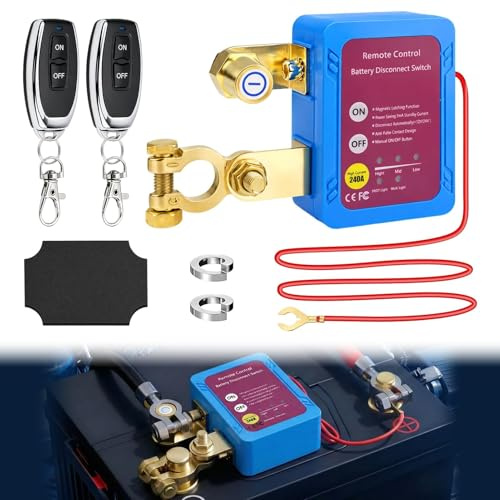 Kill Switch 240A 12V Car Battery Isolator Switch, Battery Disconnect Switch | Automatic Power Cut Off Switch for Car, RV, ATV, Truck, Camper, Boat, Anti-Theft Remote Battery Isolator
