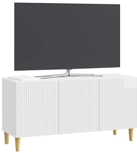 vidaXL TV-Schränk 99 x 34,5 x 50 cm Hochglanz Weiß Holzwerkstoff