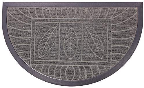 Deco Tapis 1740158 Tapis d'Entrée Demi-Lune Feuilles Polypropylène/Cao Gris 75 x 45 cm