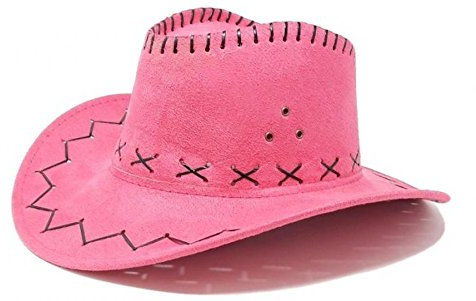 R&F srls Cappello Cowboy Rosa Cowgirl Scamosciato Festa Party Country Western