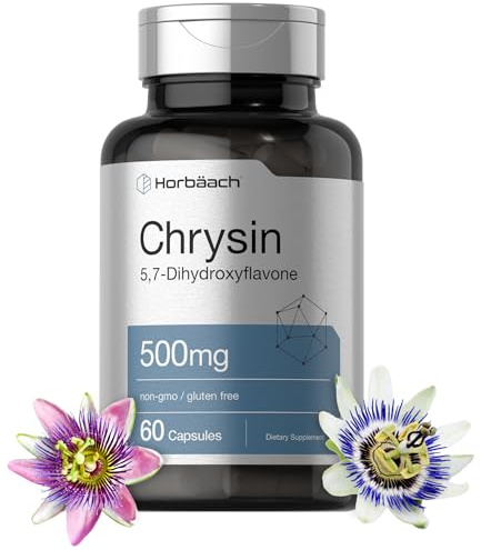 Horbäach Chrysin Supplement | 500mg | 60 Capsules | Passion Flower Extract