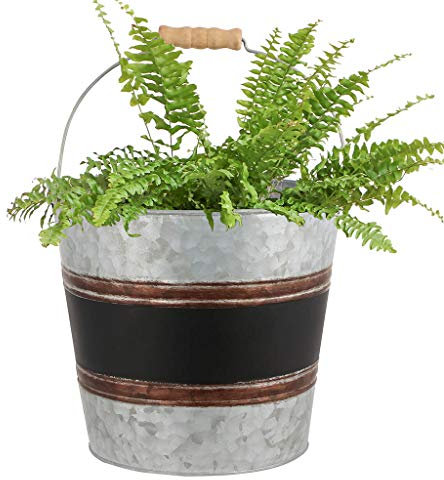 Dibor Galvanized Zinc Flower Pot Planter Garden Herb Bucket Planter (BY41)
