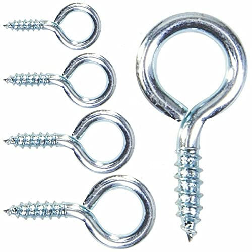 Screw in Eye Bolt Hooks 65mm Zinc Plated Eye Screws for Picture Frame Vine Loop Hook Wall Hanger Anti-Rust Hammock Hooks for Tie-Downs Pack of 20.