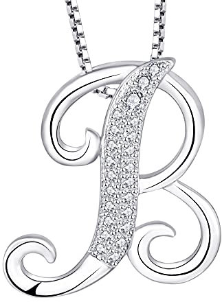 starchenie 925 Silber Buchstaben Halskette B Anhänger Initiale mit 3A Zirkonia für Damen Geburtstagsgeschenk