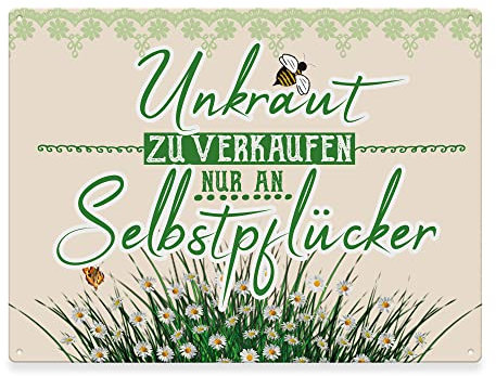 PR Print Royal Metallschild für den Garten - Unkraut Selbstpflücker - Geschenk für Gärtner, Outdoor geeignet, Gartenschild aus Aluminium | Wetterfest, 21x15 cm