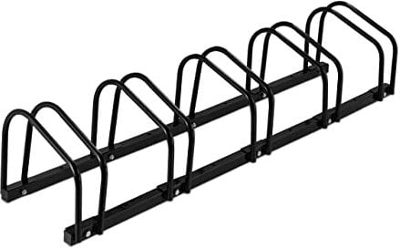 Relaxdays Râtelier pour 5 vélos, jusqu'à 60 mm de Largeur de Pneu, en métal, pour garer, Support à Poser au Sol, Noir