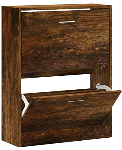vidaXL Schuhschrank, Schuhregal, Aufbewahrungsschrank, Schuhschrank, Eingang, Flur, Wohnzimmer, Raucheiche, 63 x 24 x 81 cm, Holz
