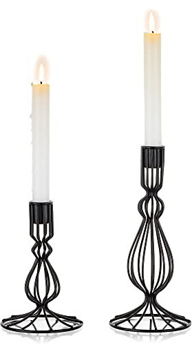 Sziqiqi Matt Schwarz Kerzenhalter Kerzenständer für Kegel Kerzen, Metall Kerzenhalter Set Kerzenleuchter Dekorative Tisch Mittelstück für Kaminsims Halloween Weihnachten Kerzenlicht Dinner Esstisch
