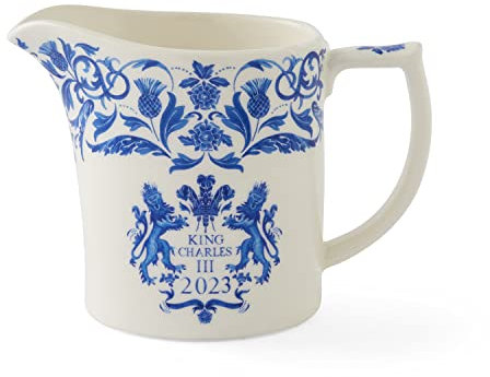 Spode King Charles III Coronation Cream Milk Jug 280l, Blue & White Pattern UK Made