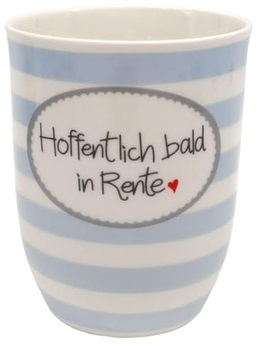 Mea-Living Tasse mit Henkel HOFFENTLICH BALD IN RENTE grau, 500ml, Becher mit Spruch, Geschenkidee für Kollegen, Spruchtasse