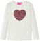 Kinder Langarmshirt Pailletten-Herz Langarm T-Shirt Jungen Kindershirt Ecru 128
